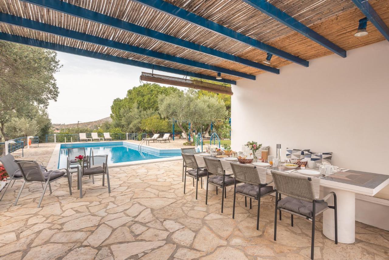 Summer Villa Pasiphae Private Pool - Bbq -Beach 2Min Sunion Eksteriør bilde
